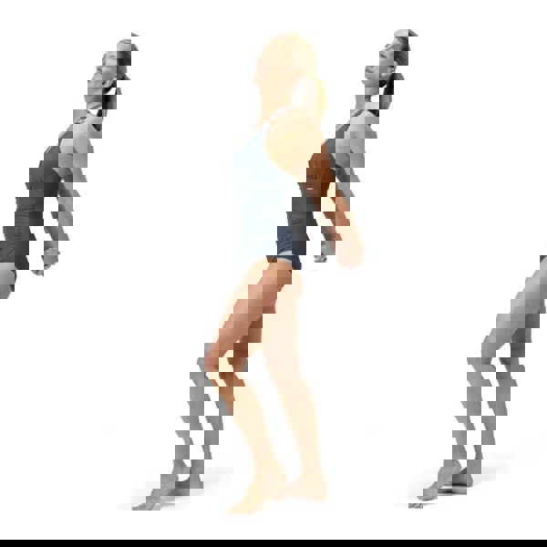 Speedo Shaping V Neck Swimsuit in dark blue with removable bra pads