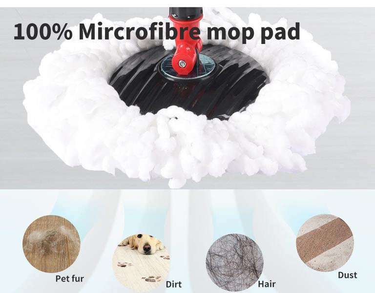 Cleanflo Spin Mop Bucket Set 360° Degree Stainless Steel Rotating Wet Dry Black