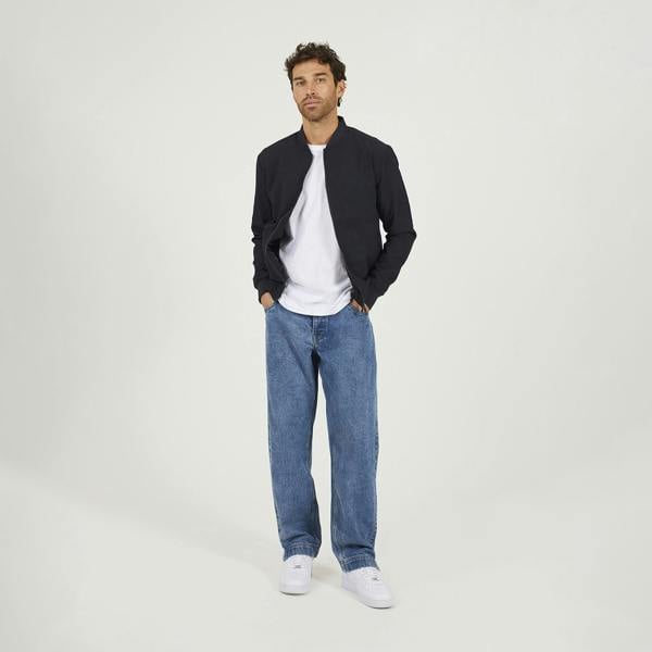 Brave Soul Navy Seersucker Bomber Jacket - Navy Image 3