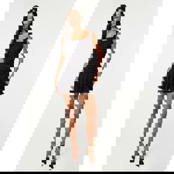 Pink Vanilla Jersey Jacquard Square Neck Mini Dress