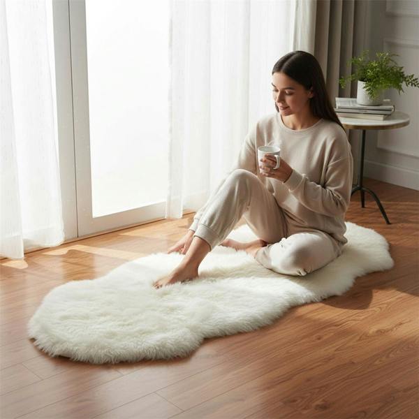 Infinity Leather Genuine Sheepskin Double Natural Fluffy Silky Soft Real Wool Rug