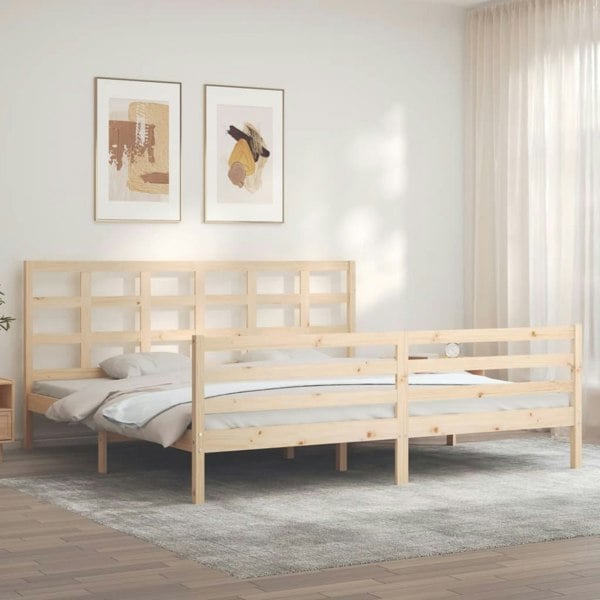 Berkfield Bed Frame with Headboard 200x200 cm Solid Wood