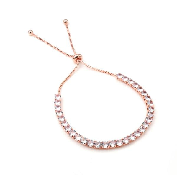 Say It With Adjustable Round Stone Tennis Bracelet - Rose Gold