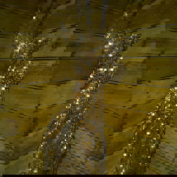 Samuel Alexander 1m (53") Brown Outdoor Standing Wicker Reindeer Decoration With LED Lights