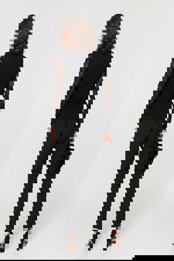 Black | Sparkly Semi Sheer Long Sleeve Top
