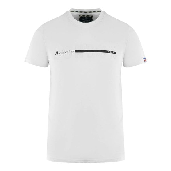 Aquascutum London 1851 Split Logo T-Shirt - White