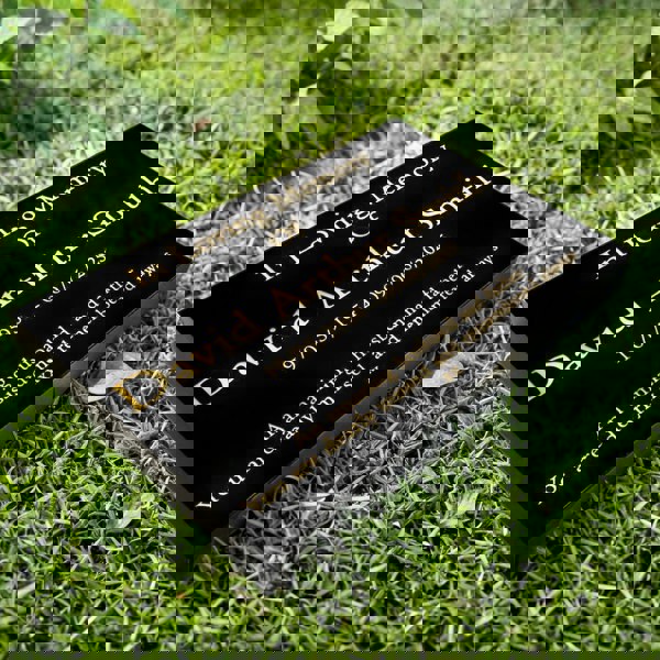 Memorials Direct Granite Memorial Tablet-Large & Extra Large Sizes– Premium Polished Black Stone – Free Personalised Gold Engraving