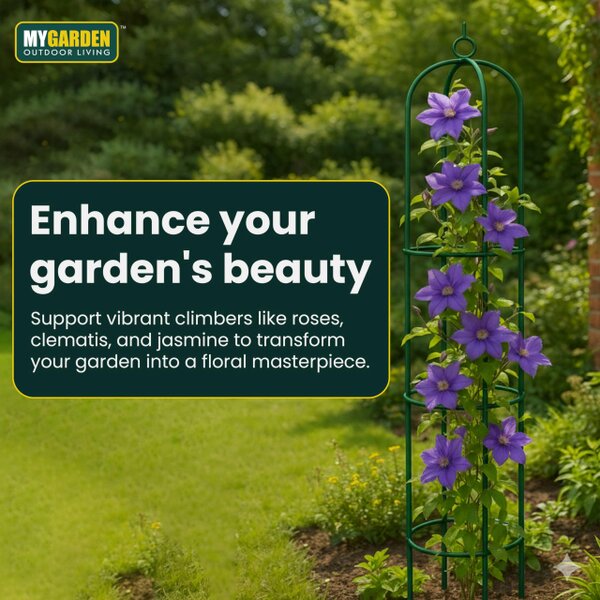 My Garden Outdoor Living Garden Obelisk for Climbing Plants 1.9M – Metal Obelisk Rose Climber Frame, Weather & UV Resistant Freestanding Plant Support
