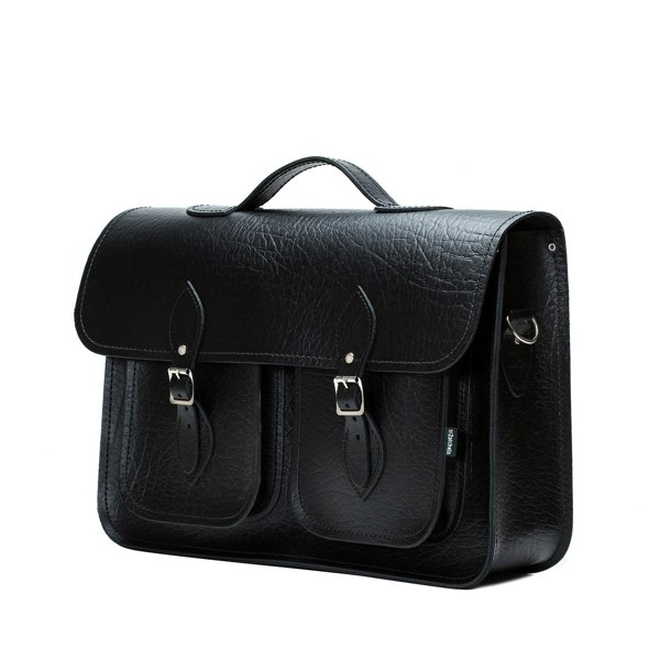 Black Twin Pocket Executive Leather Satchel - Satchel - Zatchels