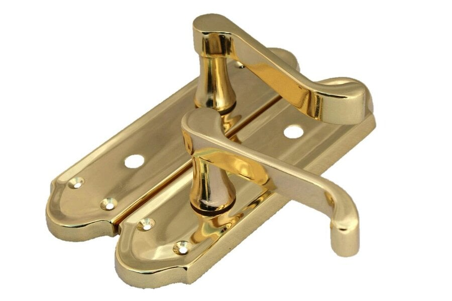 EDH Door Hardware Brass Door Handles - Askworth Internal Door Handles with Bathroom Sash Lock