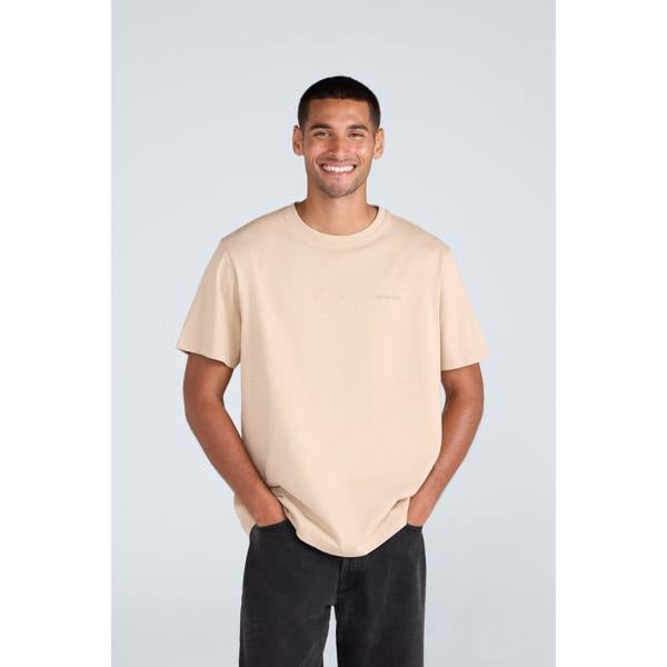 Animal Mens Chase Graphic Print Organic T-Shirt - Light Beige - 