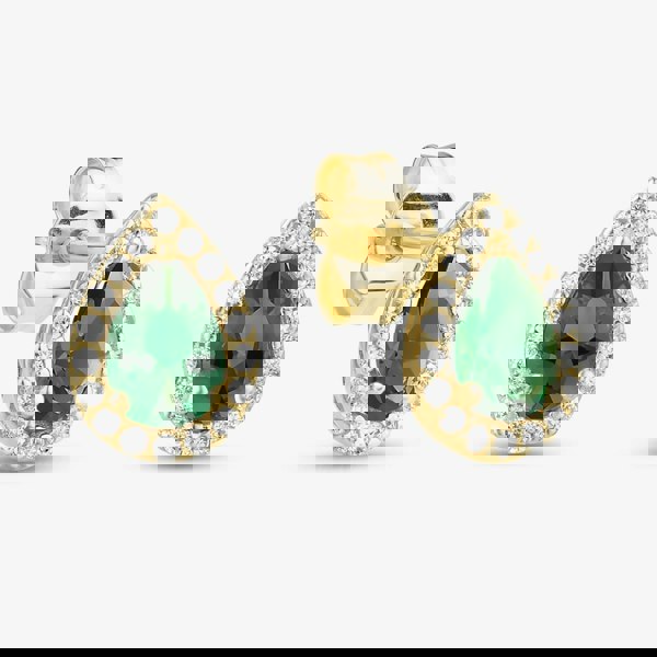 T. H. Baker 9ct Yellow Gold Pear Cut Green Cubic Zirconia Halo Stud Earrings 1.59.1930