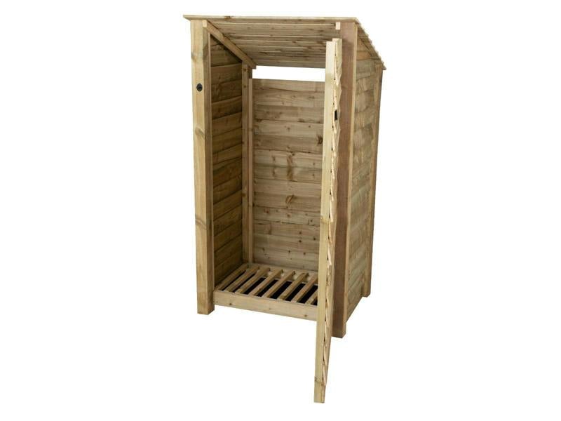 Arbor Garden Solutions Wooden Log Store with Door (Roof Sloping Back) W-99cm, H-126cm Or 180cm, D-88cm
