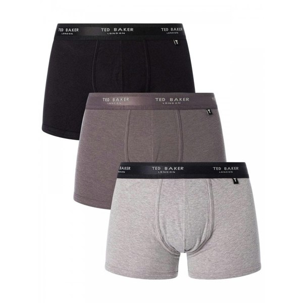 Ted Baker 3-Pack Contrast Logo Boxer Trunks, Grey Mix