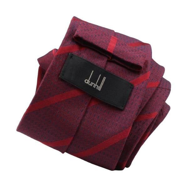 Dunhill subtle repeated d patterned striped silk tie