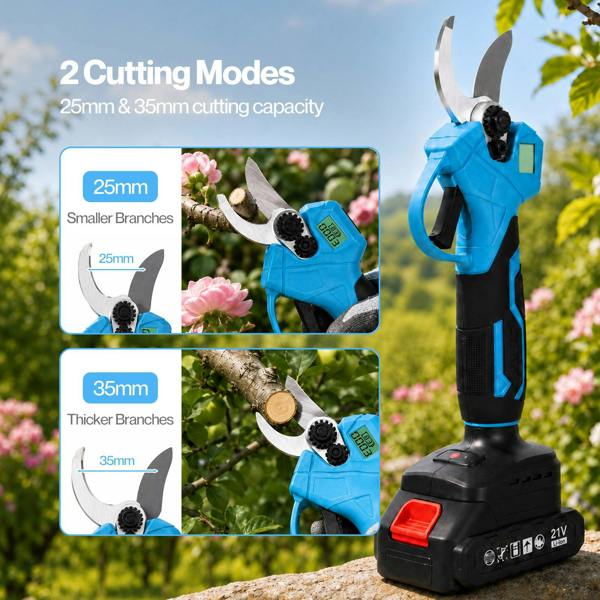Traderight Pruning Shears 450W Brushless LCD SK5 Blade for Garden Cutting Blue