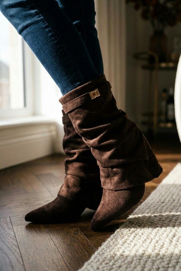 ikrush Odile Fold Over Block Heel Boots