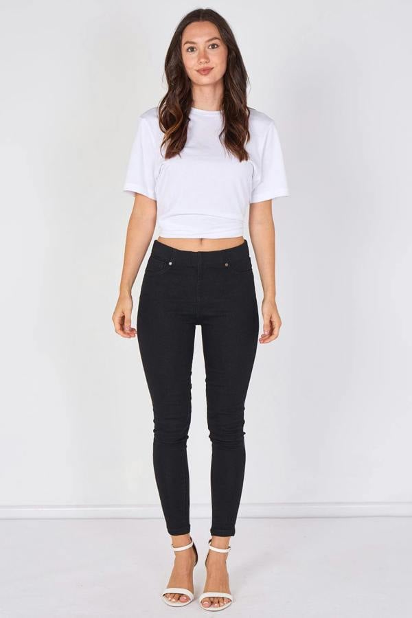 Women's Black High Waisted Skinny Fit Stretch Jeans Jeggings with Elasticated Waist