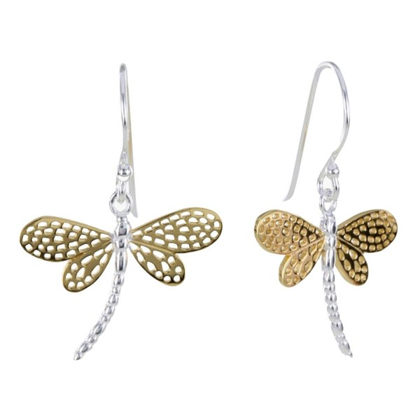 Dragonfly Sterling Silver Drop Earrings - Reeves & Reeves