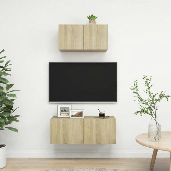 Berkfield 2 Piece TV Cabinet Set Sonoma Oak Engineered Wood