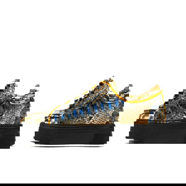 Embassy London Camila - Black & Orange Snake - Women’s Chunky Leather Platform Trainer