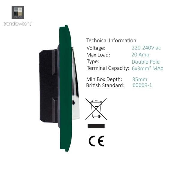 Trendi Switch 1 Gang 20 Amp Heavy Duty Rocker Switch in Dark Forest Green