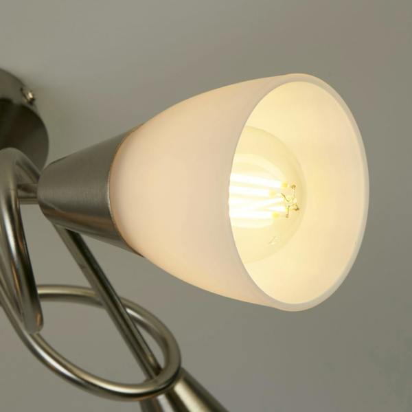Lighting Collection Swirl‑Arm 3‑Light Ceiling Fitting with Frosted Cone Shades