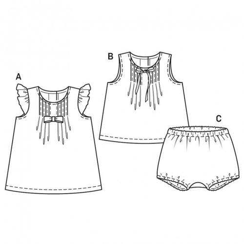 Burda Sewing Pattern 9358 Dresses, Shorts and Tops For Babies, 3 Months - 2 Years - Easy