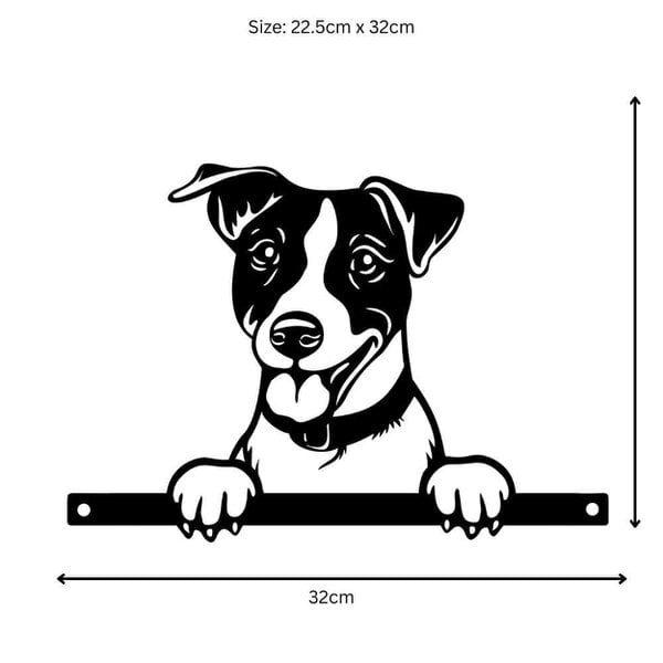 EDH Door Hardware Metal Jack Russell Peeking Dog Silhouette – 22.5cm x 32cm | Durable Outdoor & Indoor Wall Art for Garden, Fence, or Home Décor