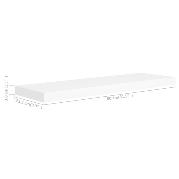 Berkfield Floating Wall Shelves 2 pcs White 80x23.5x3.8 cm MDF
