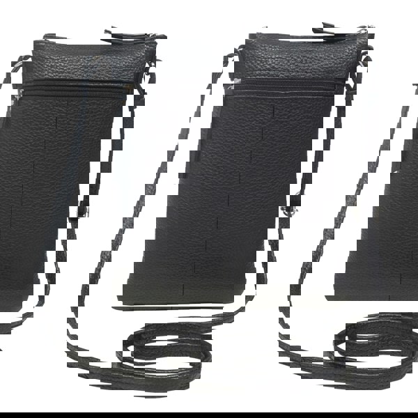 Assots London 'ROSY' Black Pebble Grain Soft Real Leather Crossbody Bag