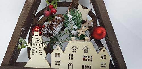 40cm Prelit Wooden Tree Frame Tabletop Decorations Xmas Ornament Gifts Decorated with Leaves Pine Cones Berries 3D Nordic Scene image 4