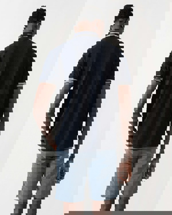 BOSS Green Paddy Mens Cotton-Piqué Polo Shirt with Contrast Logo - Navy 418