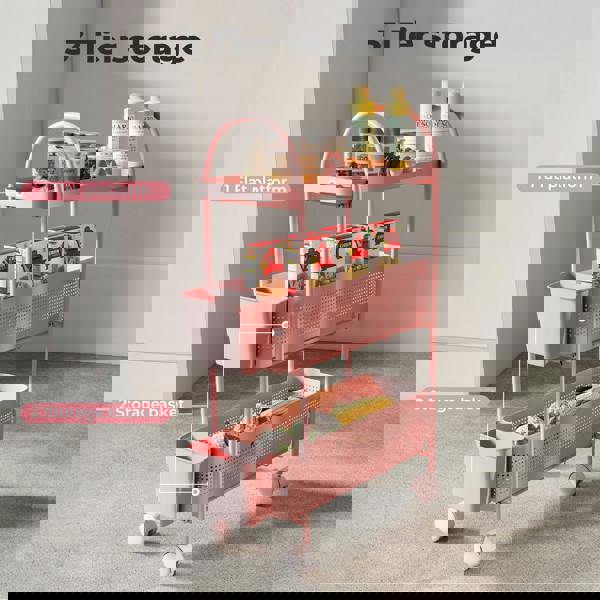 Levede 3 Tier Narrow Kitchen Trolley Cart with Pull-Out Baskets & Storage Bins