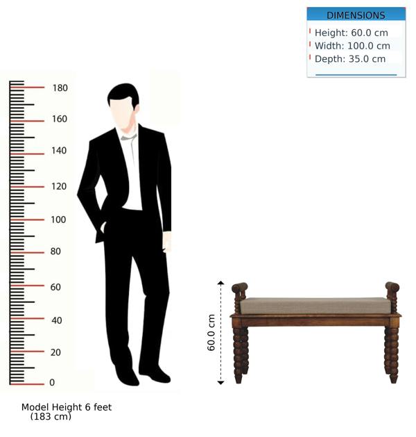 Artisan Furniture Solid Wood Spindle Amber Linen Bench
