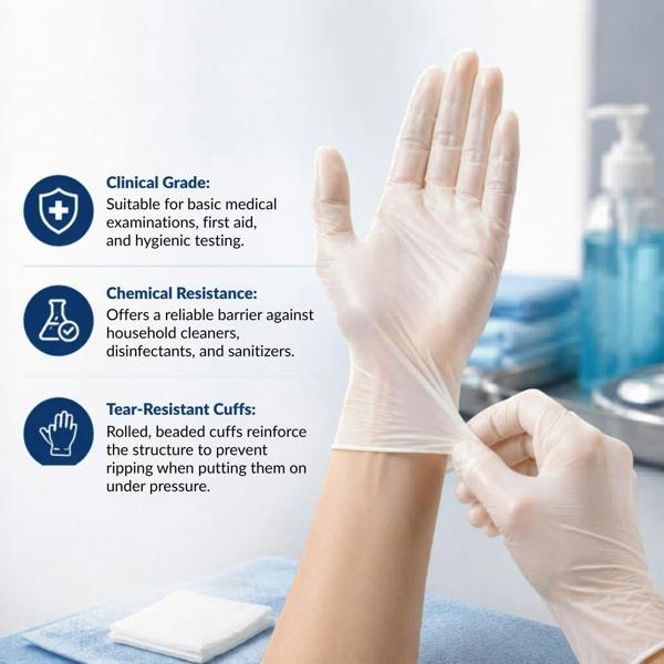 Aquarius Disposable Gloves Blue Powder Free Latex Free Food Safe Exam 100 Pack