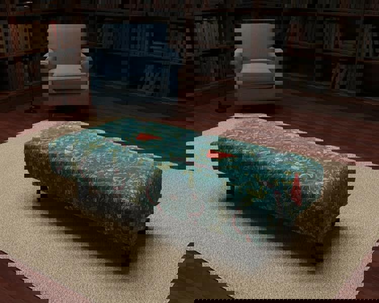 ISTOOLS Green Printed Fabric Multicolour Footstool Bench – Stylish, Comfortable & Multi-purpose