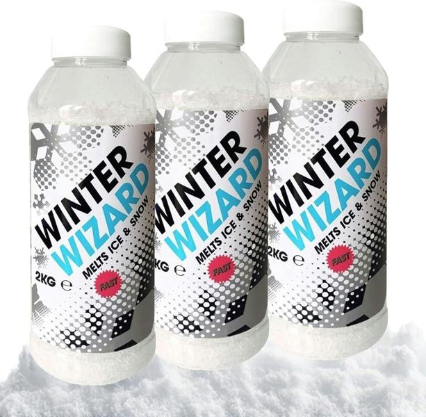 1 Tub 2kg De-Icer Shaker Tub Winter Salt White Grit Rock Salt