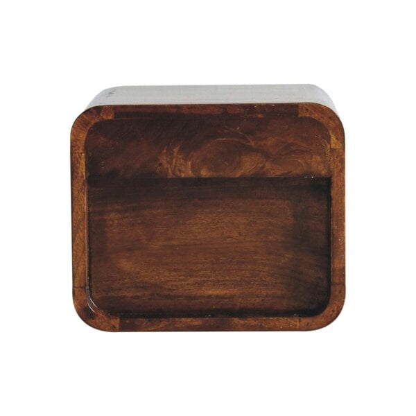 Wyld Haus Cagliari Small Wall Mounted Curved Chestnut Bedside with Shelf