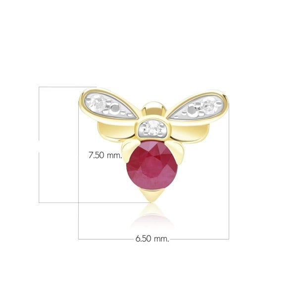 Honeycomb Inspired Ruby and Diamond Bee Pin in 9ct Yellow GoldDimensions  135T0001019