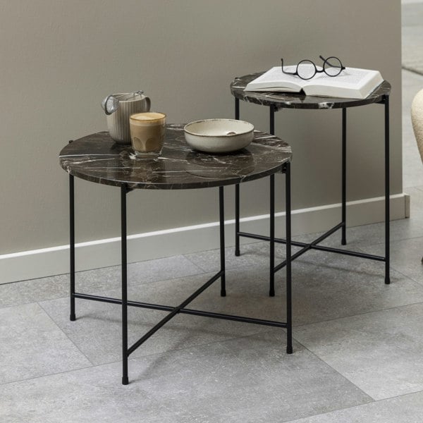 Furniture To Go Avila Side Table with Brown Marble Top 52x40cm