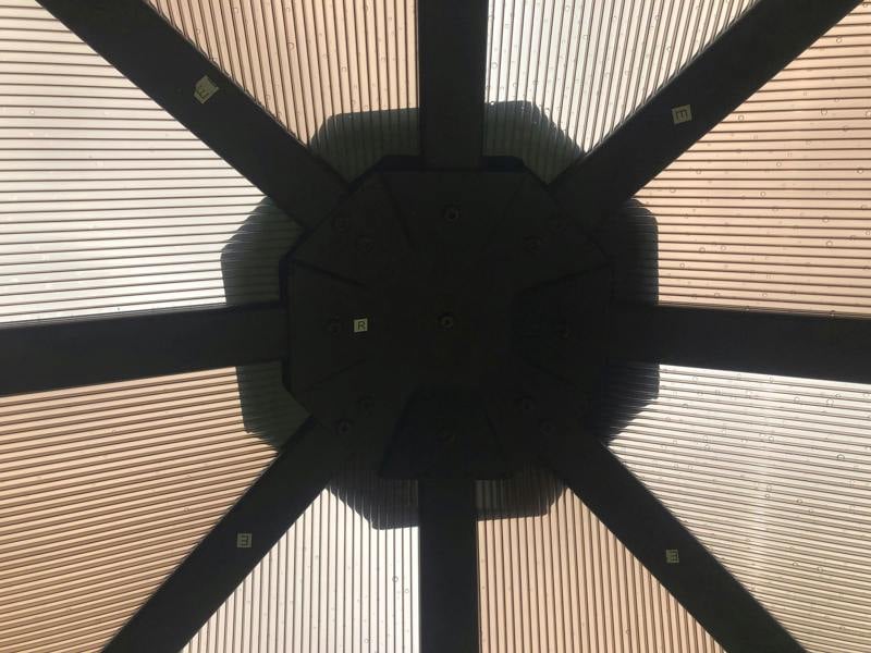 Glendale Peninsula Polycarbonate Roof Garden Gazebo with Grey Curtains – Black Frame | 2 Sizes The Garden Furniture Shop