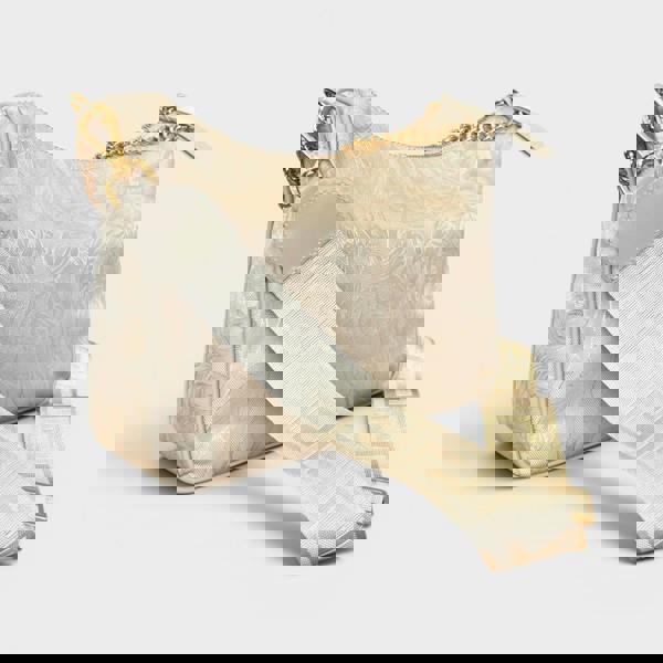 Versace Hobo Medusa Head Floral Large Shoulder Bag Beige