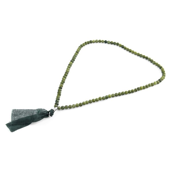 Anchor & Crew Green Jade Luke Silver, Stone and Cotton Voile SKINNY Necklace x Wrap Bracelet