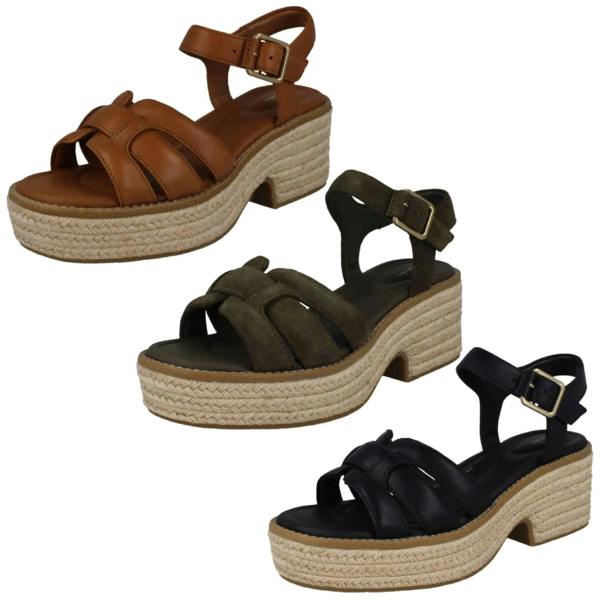 Clarks Ladies Clarks Platform Wedge Sandals Coledale Strap