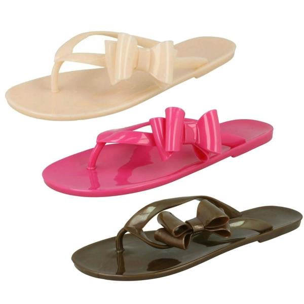 Spot On Ladies Spot On Flat Jelly Toe Post Sandal