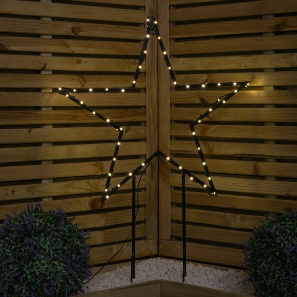 Samuel Alexander 60cm Light up Dewdrop Metal Christmas Star with Garden Stake & Warm White LEDs