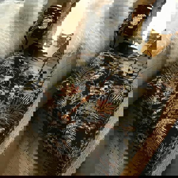 Deep buttoned velvet pouffe centrepiece UK
