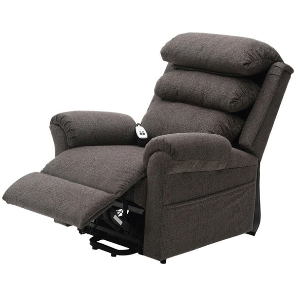 Dual Motor Rise and Recline Armchair - Waterfall Pillow - Mink Chenille Fabric Loops