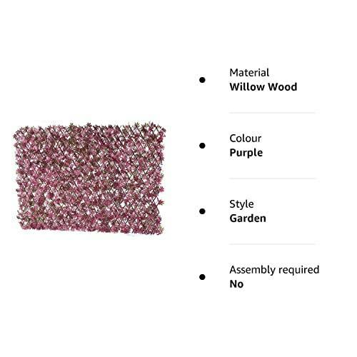 HYGRAD BUILT TO SURVIVE HYGRAD® Garden Screening Trellis Expanding Wooden Fence with Artificial Plant Leaves UK (Purple)